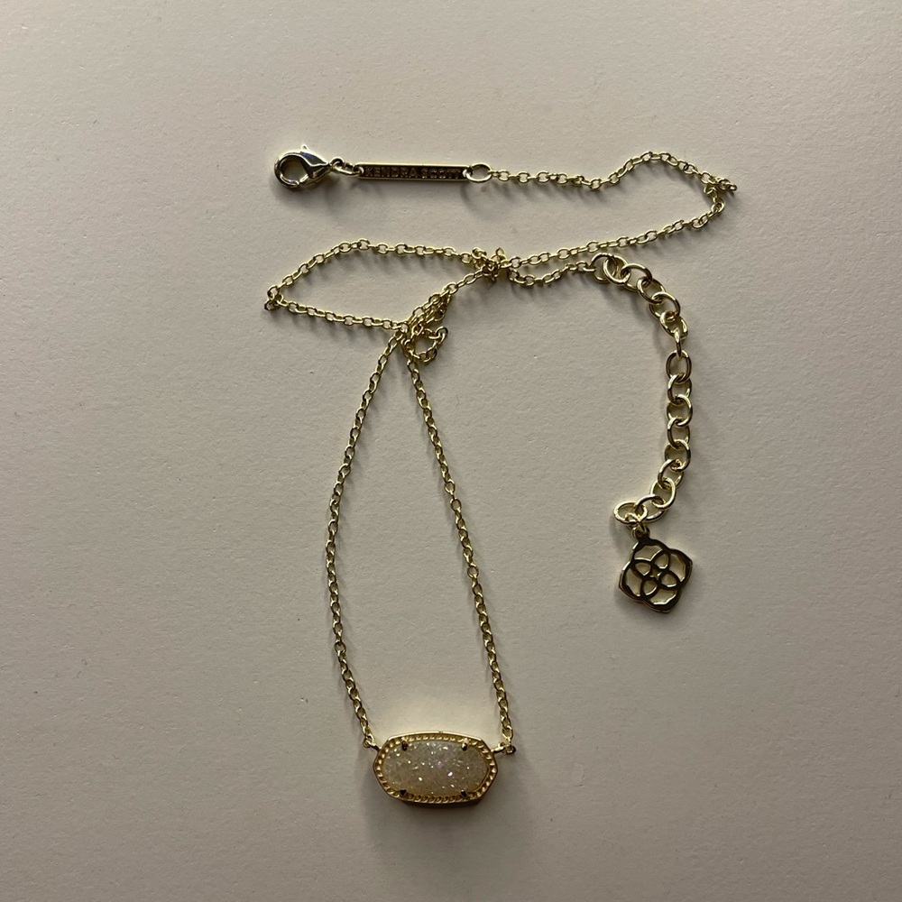 Kendra Scott Elisa Gold Pendant Necklace Iridescent Drusy